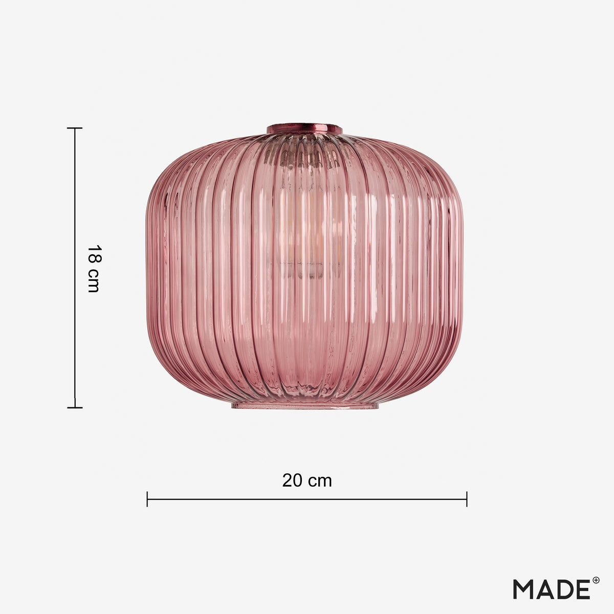 Briz Pink Ribbed Glass Shade