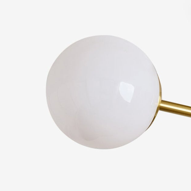Globe 3 Light Semi Flush Ceiling Light in Brushed Brass with Opal Shades