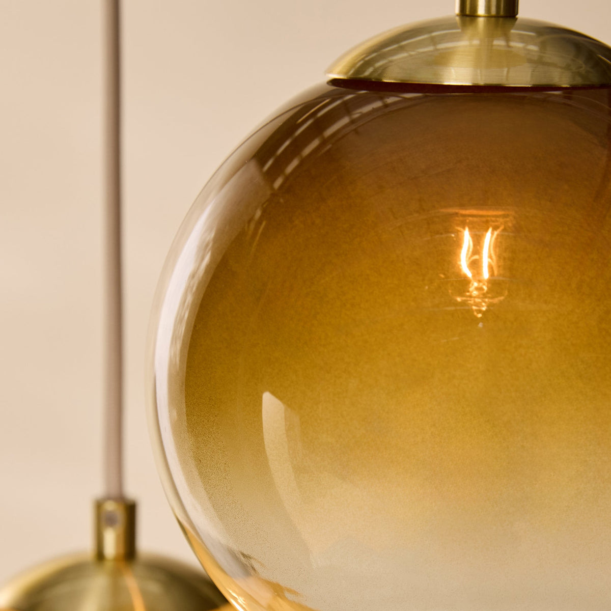 Globe 3 Light Cluster Pendant in Brushed Brass with Green Ombre Glass Shades