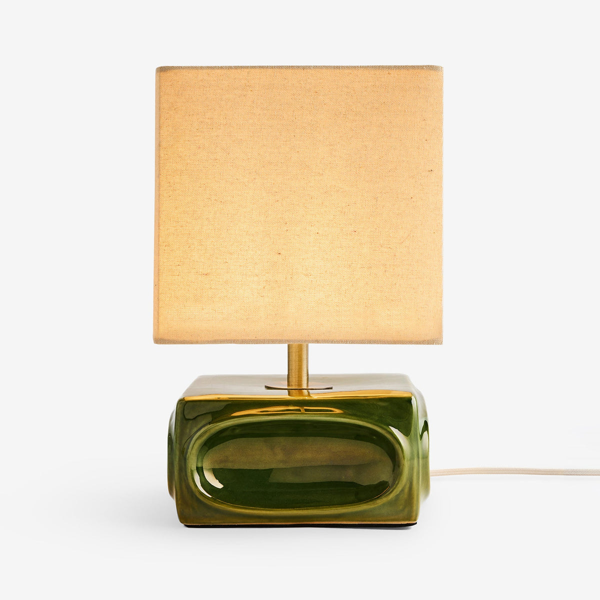Nell Ceramic Table Lamp in Green with Square Linen Shade