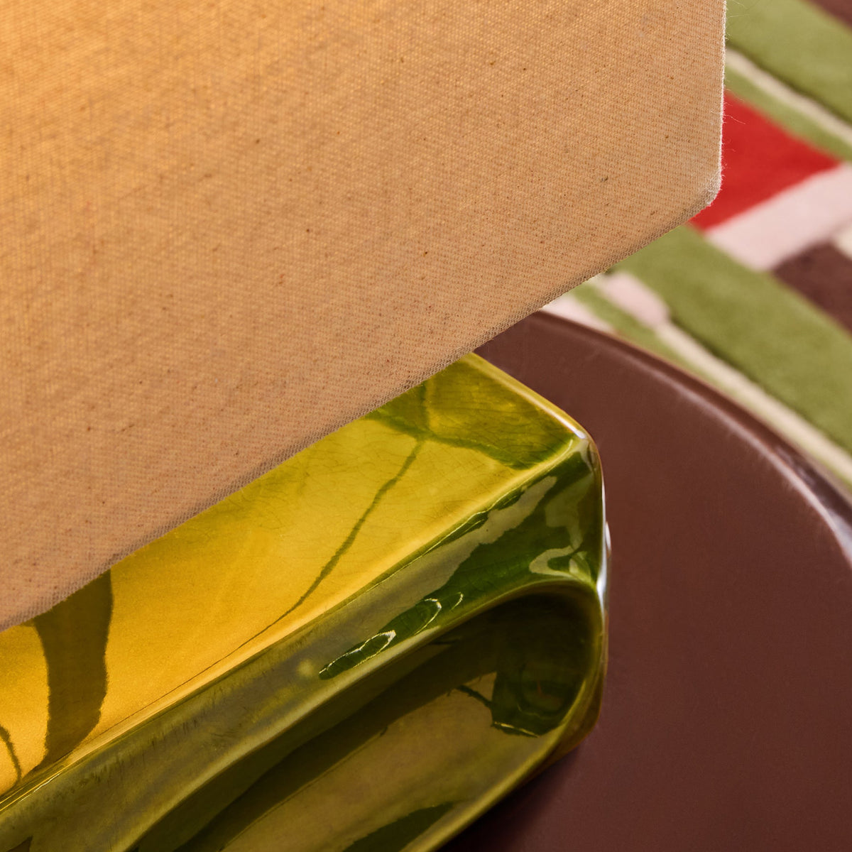 Nell Ceramic Table Lamp in Green with Square Linen Shade