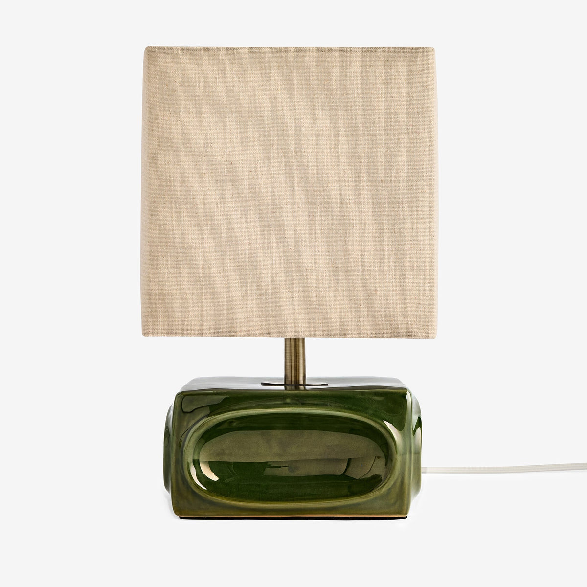 Nell Ceramic Table Lamp in Green with Square Linen Shade