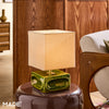 Nell Ceramic Table Lamp in Green with Square Linen Shade
