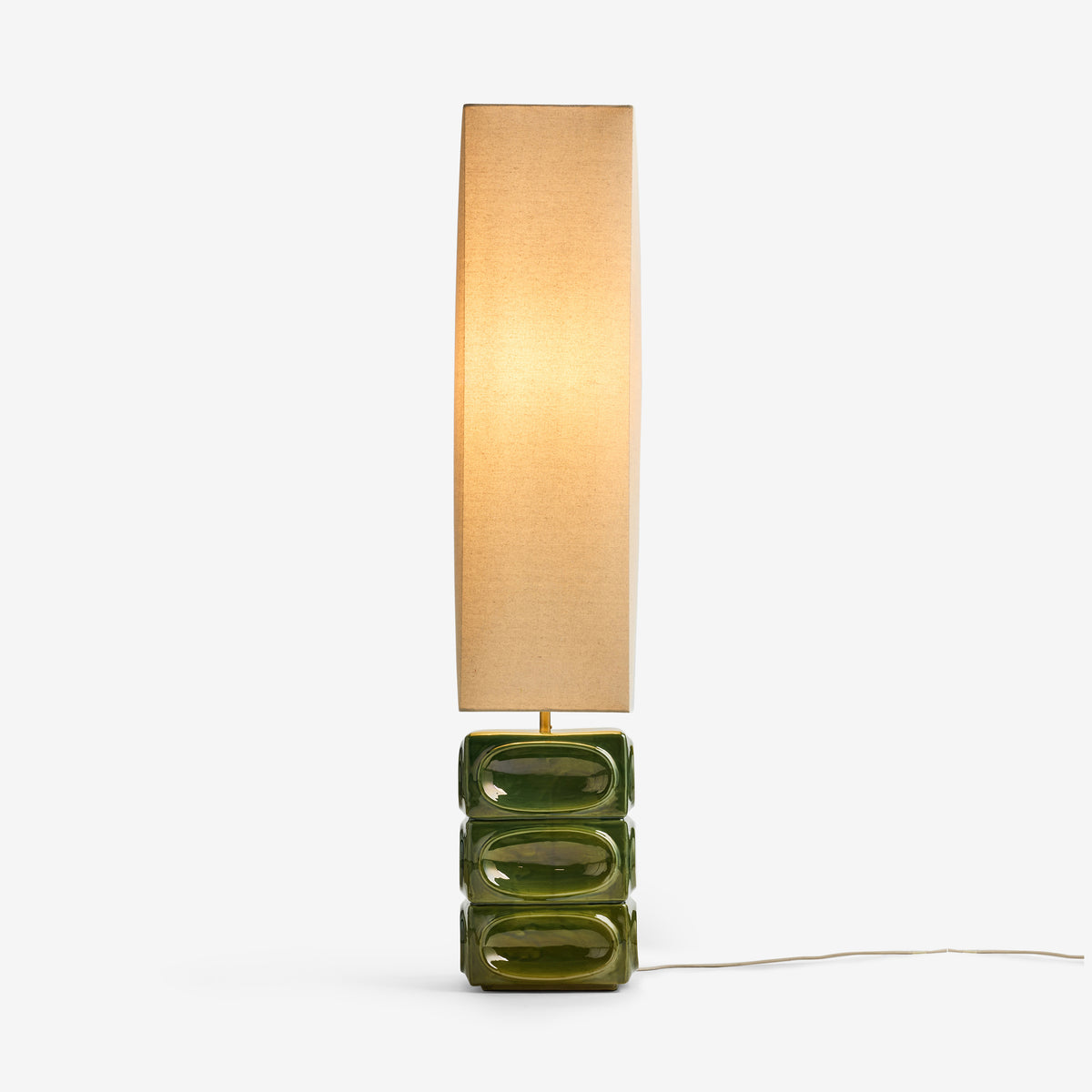 Nell Ceramic Floor Lamp in Green with Square Linen Shade