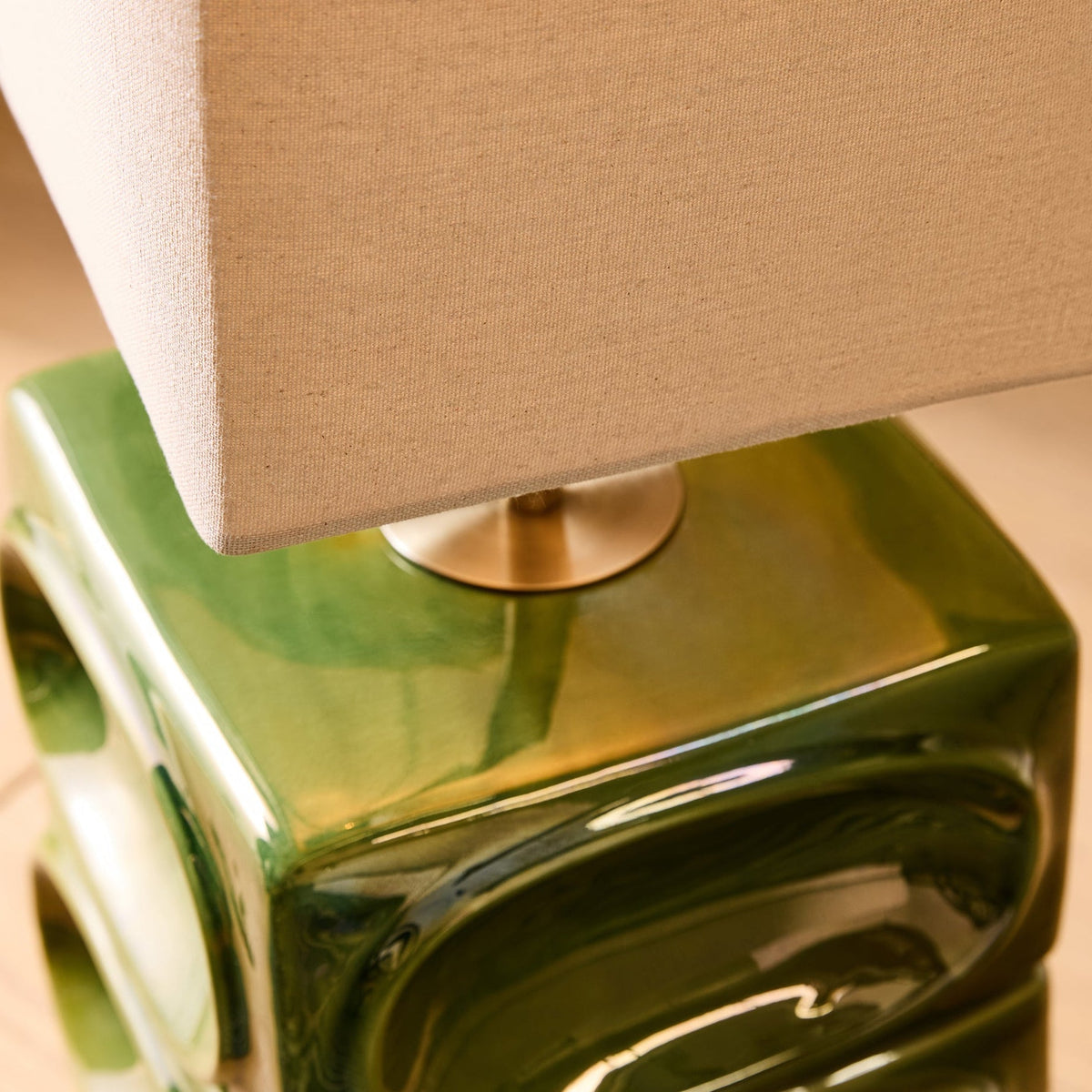 Nell Ceramic Floor Lamp in Green with Square Linen Shade