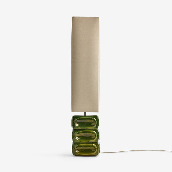 Nell Ceramic Floor Lamp in Green with Square Linen Shade