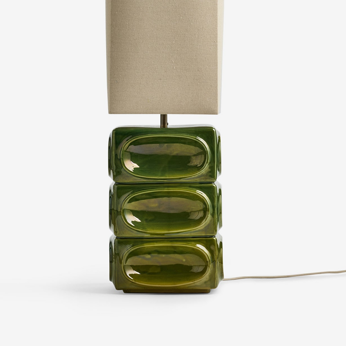 Nell Ceramic Floor Lamp in Green with Square Linen Shade