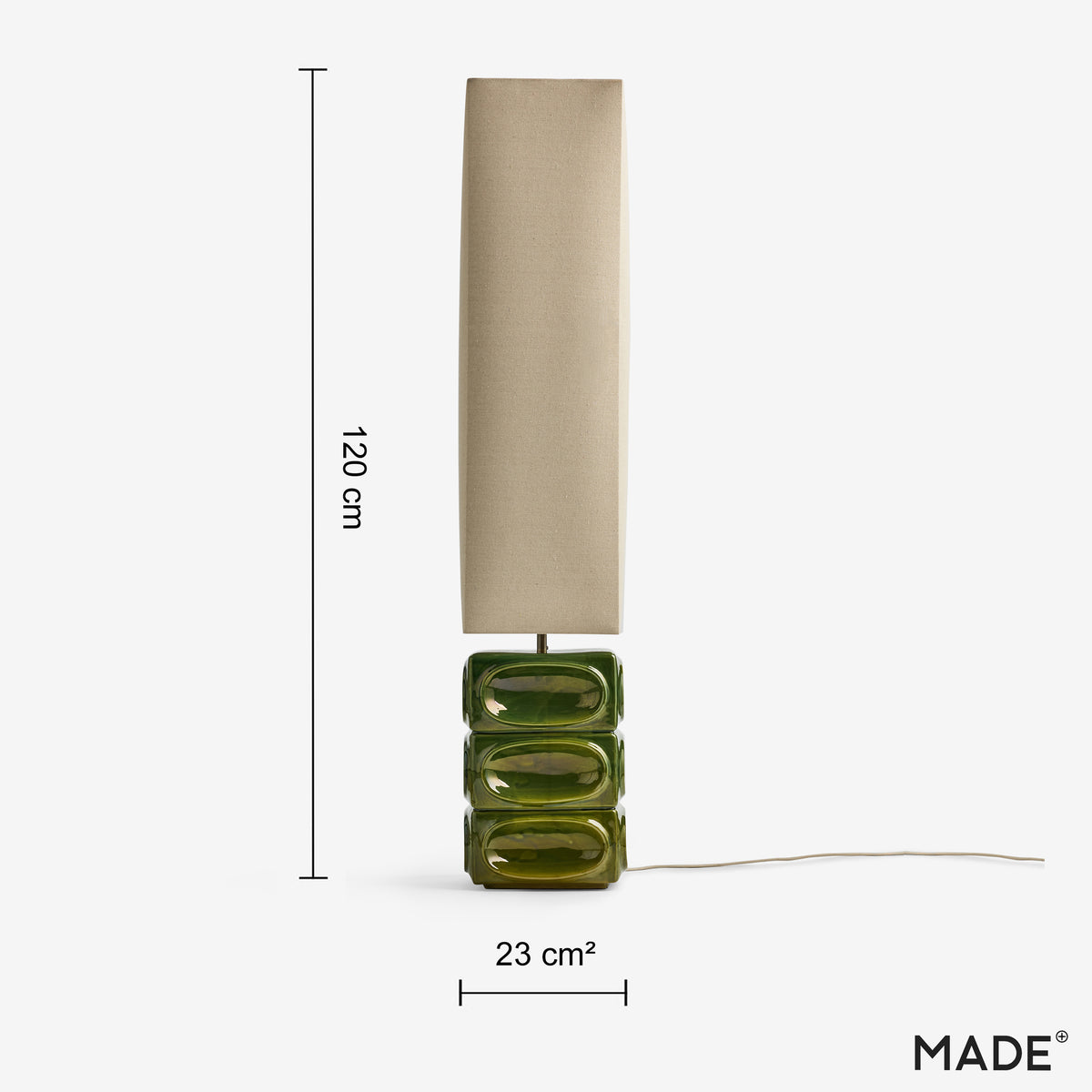 Nell Ceramic Floor Lamp in Green with Square Linen Shade