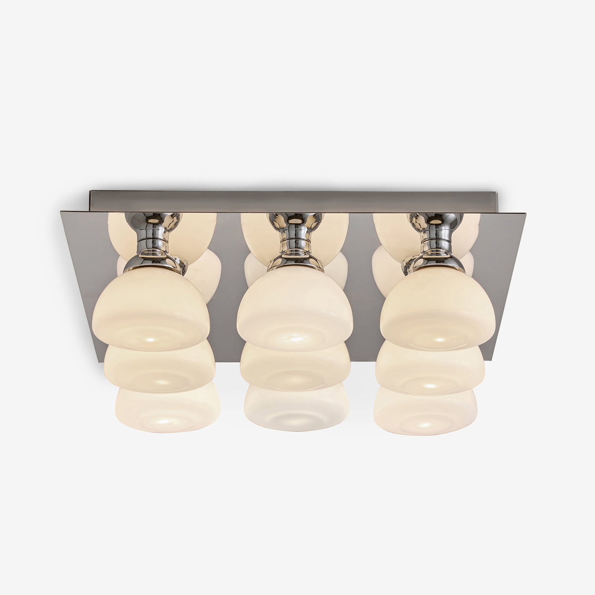 Monroe Semi Flush Ceiling Light in Polished Chrome with Opal Glass Shades
