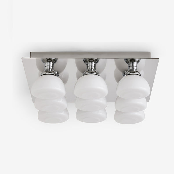 Monroe Semi Flush Ceiling Light in Polished Chrome with Opal Glass Shades