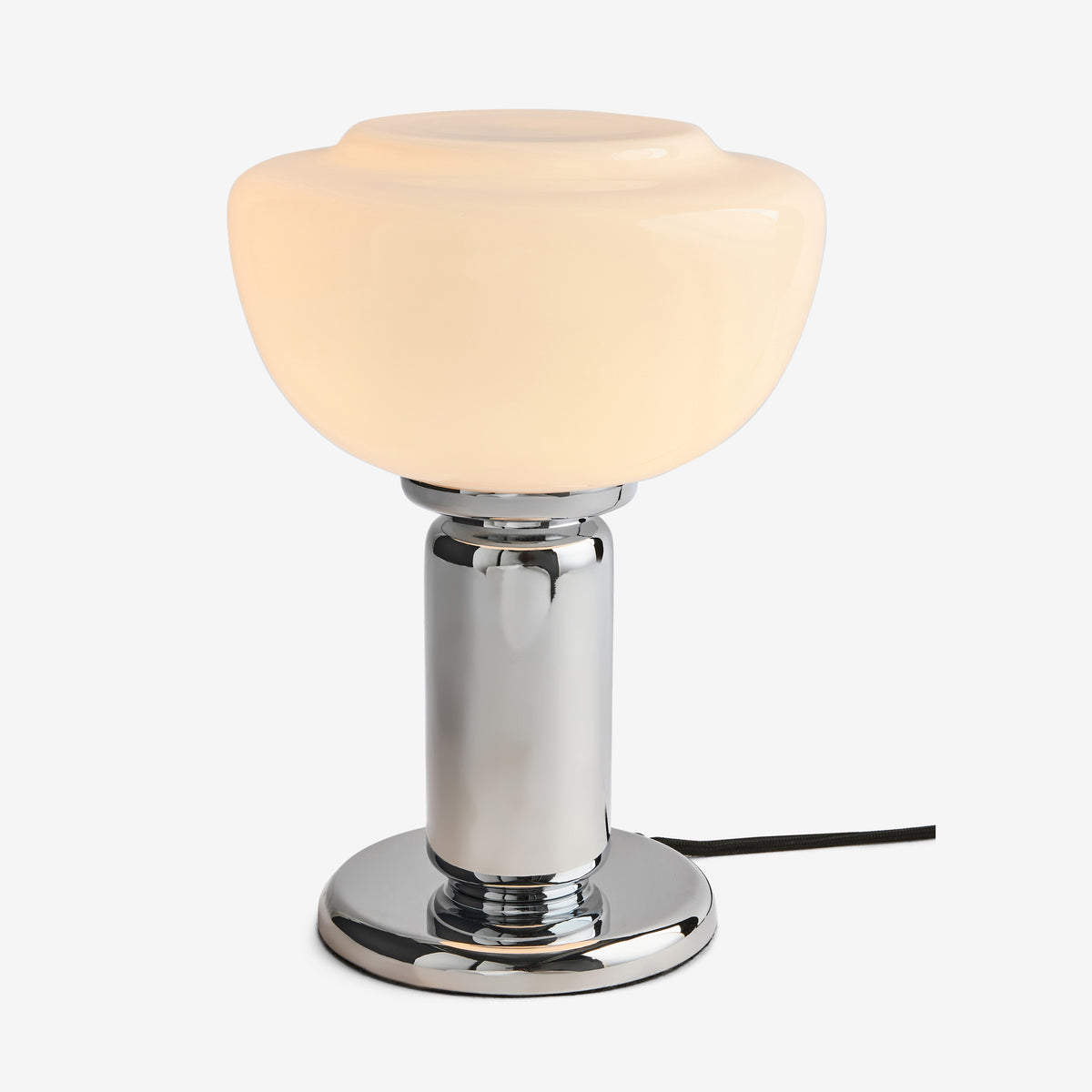 Monroe Table Lamp in Polished Chrome with Opal Glass Shade