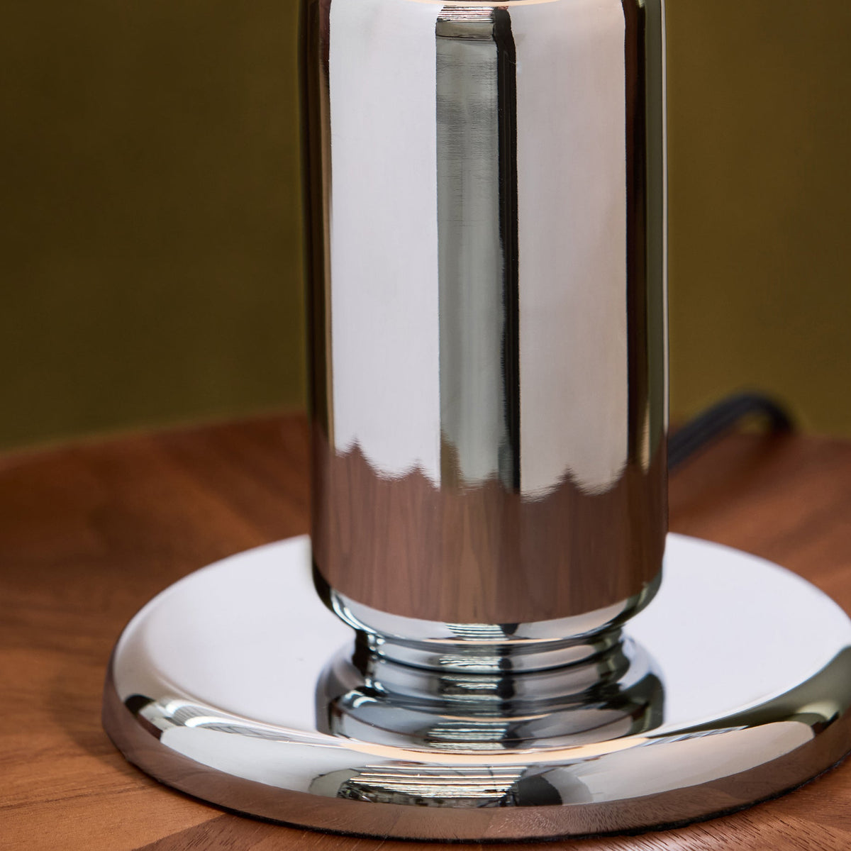 Monroe Table Lamp in Polished Chrome with Opal Glass Shade