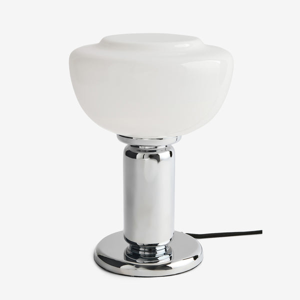 Monroe Table Lamp in Polished Chrome with Opal Glass Shade
