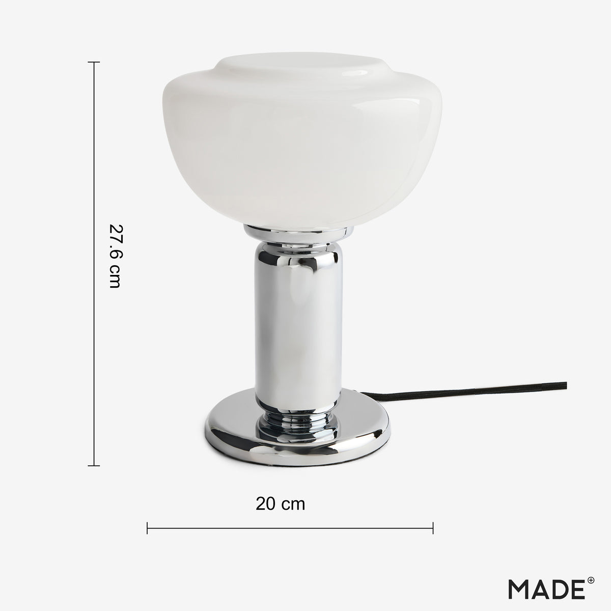 Monroe Table Lamp in Polished Chrome with Opal Glass Shade