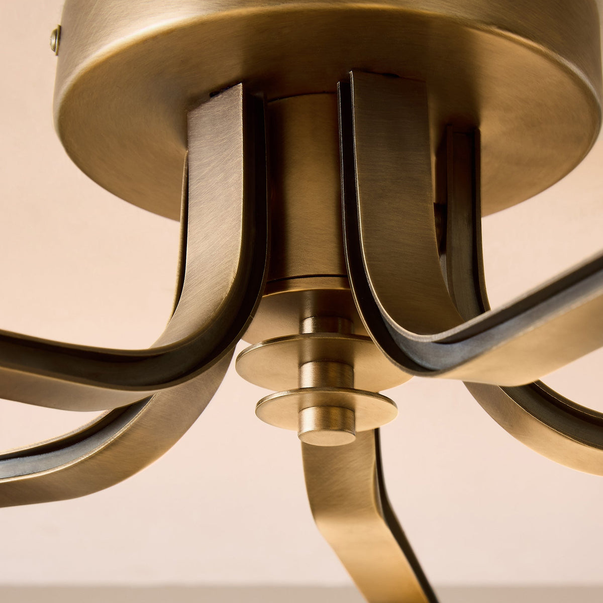 Palla Semi Flush Ceiling Light in Aged Brass with Cream Milk Glass Shades