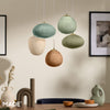 Adrianne Diner Cluster Pendant In Matt White with Green & Neutral Toned Glass Shades