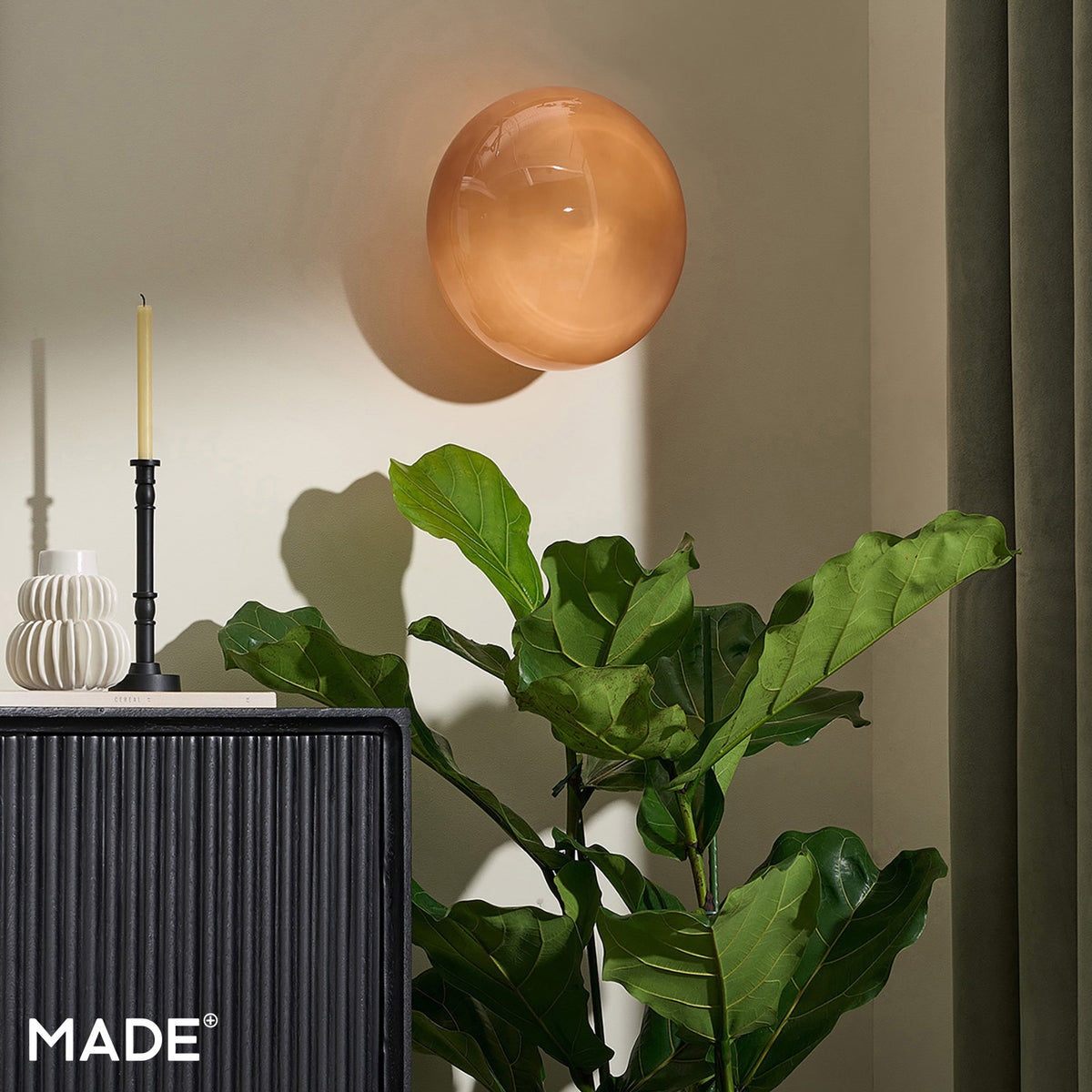 Adrianne Wall Light in Polished Brass with Pink Glass Shade