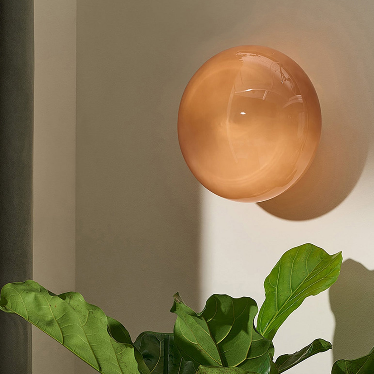 Adrianne Wall Light in Polished Brass with Pink Glass Shade