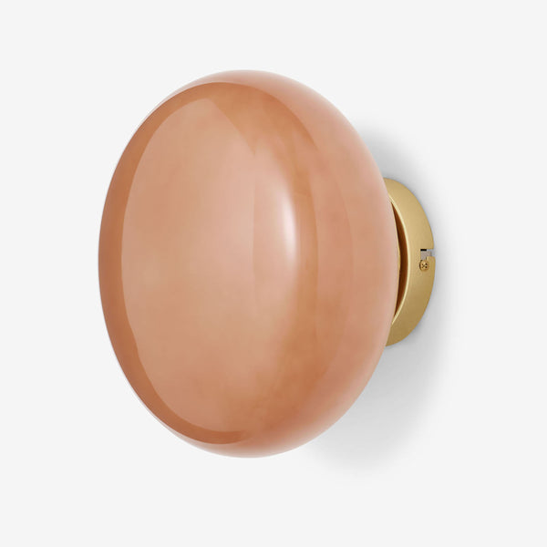 Adrianne Wall Light in Polished Brass with Pink Glass Shade