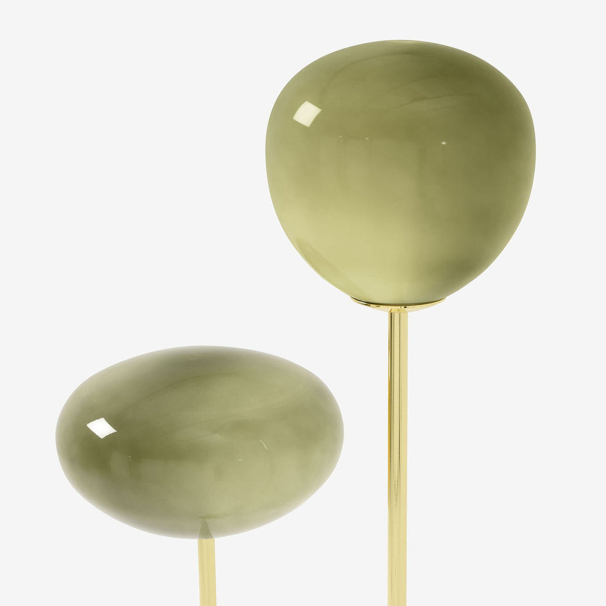 Adrianne Floor Lamp in Polished Brass with Green Toned Glass Shades