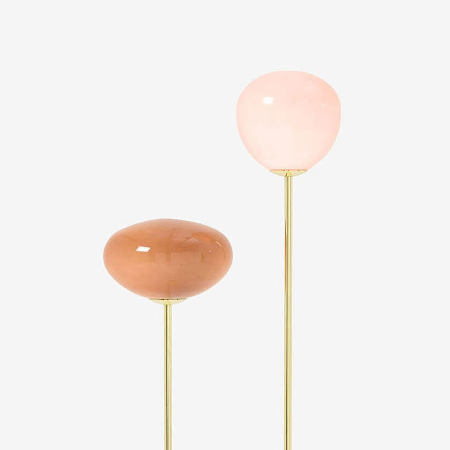 Adrianne Floor Lamp in Polished Brass with Pink Toned Glass Shades