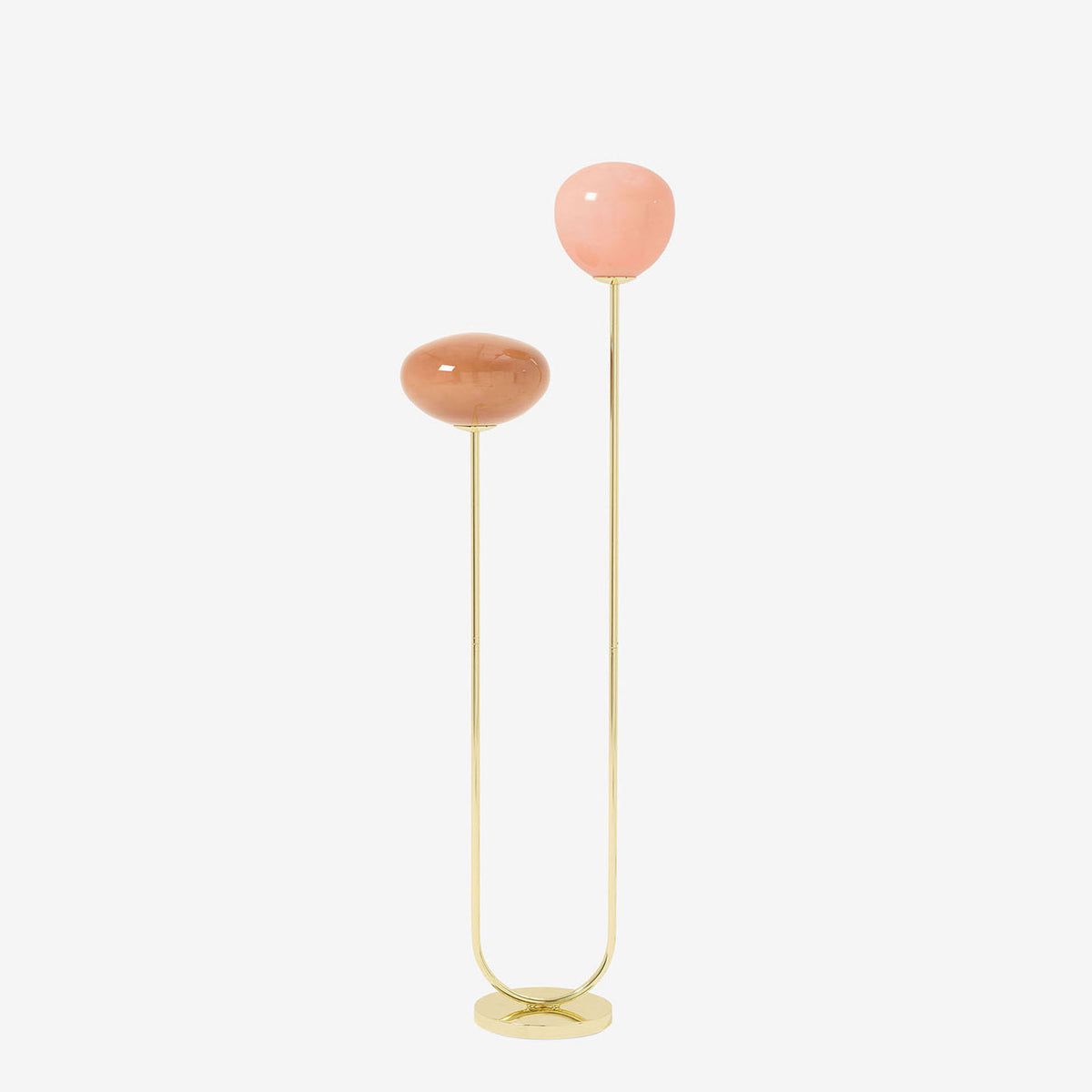 Adrianne Floor Lamp in Polished Brass with Pink Toned Glass Shades