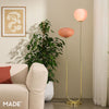 Adrianne Floor Lamp in Polished Brass with Pink Toned Glass Shades