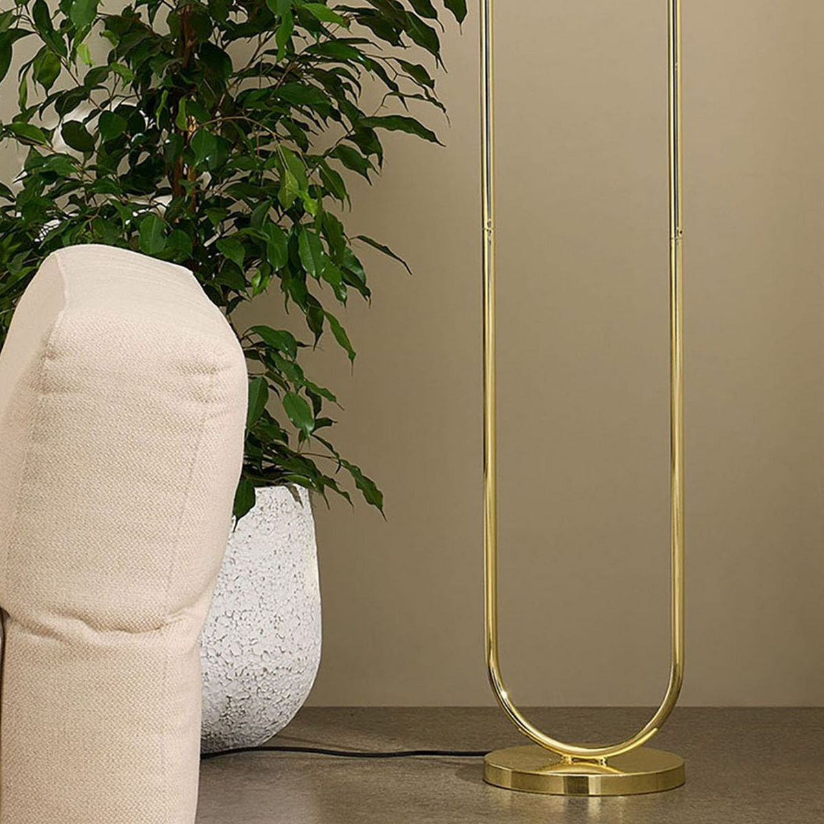 Adrianne Floor Lamp in Polished Brass with Pink Toned Glass Shades