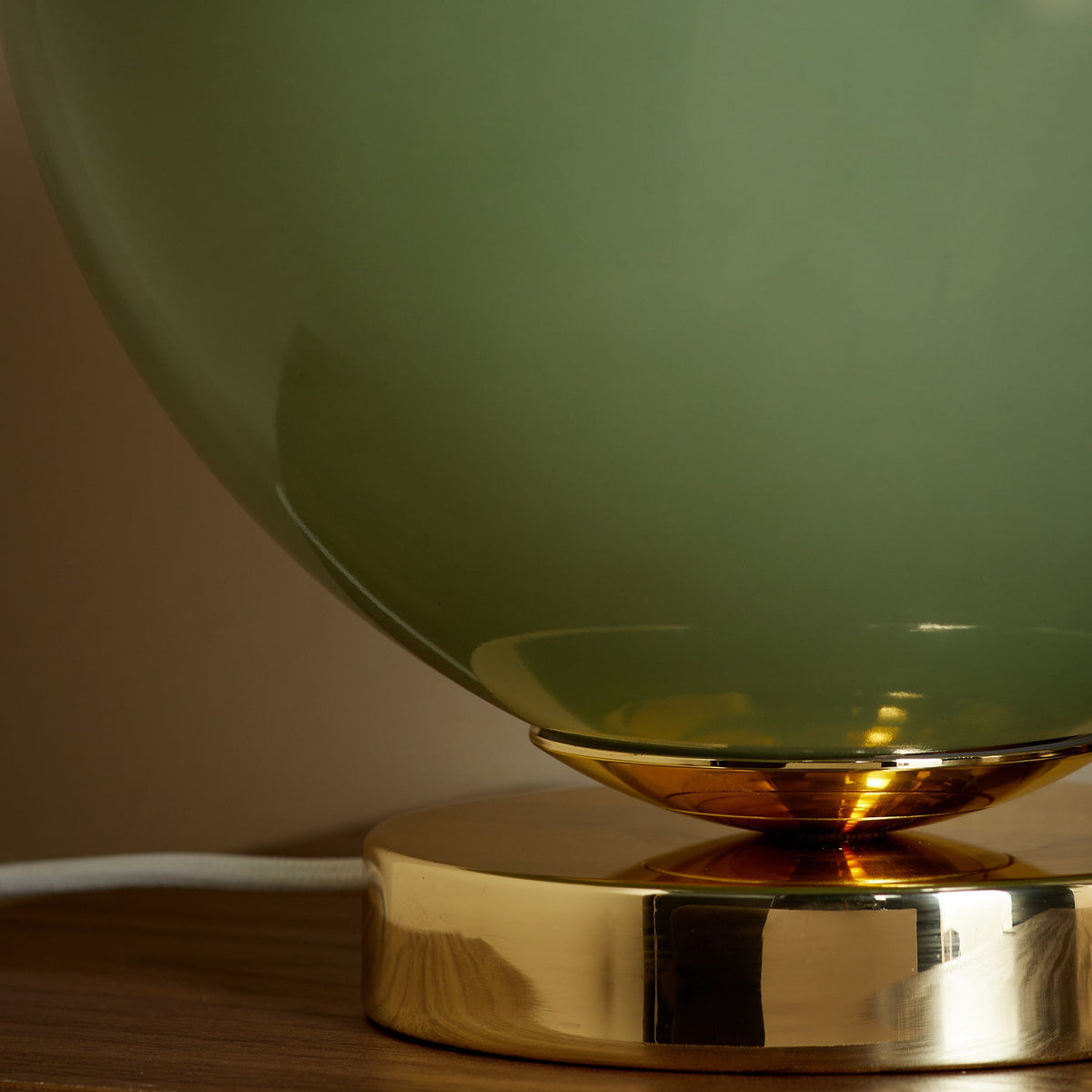 Adrianne Table Lamp in Polished Brass with Green Toned Glass Shade