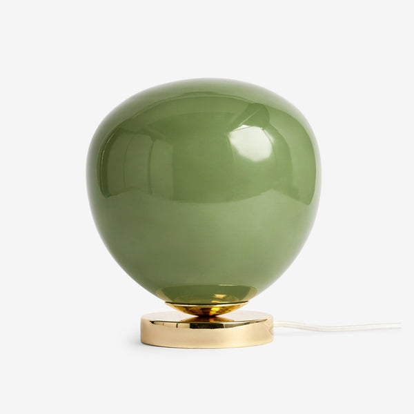 Adrianne Table Lamp in Polished Brass with Green Toned Glass Shade