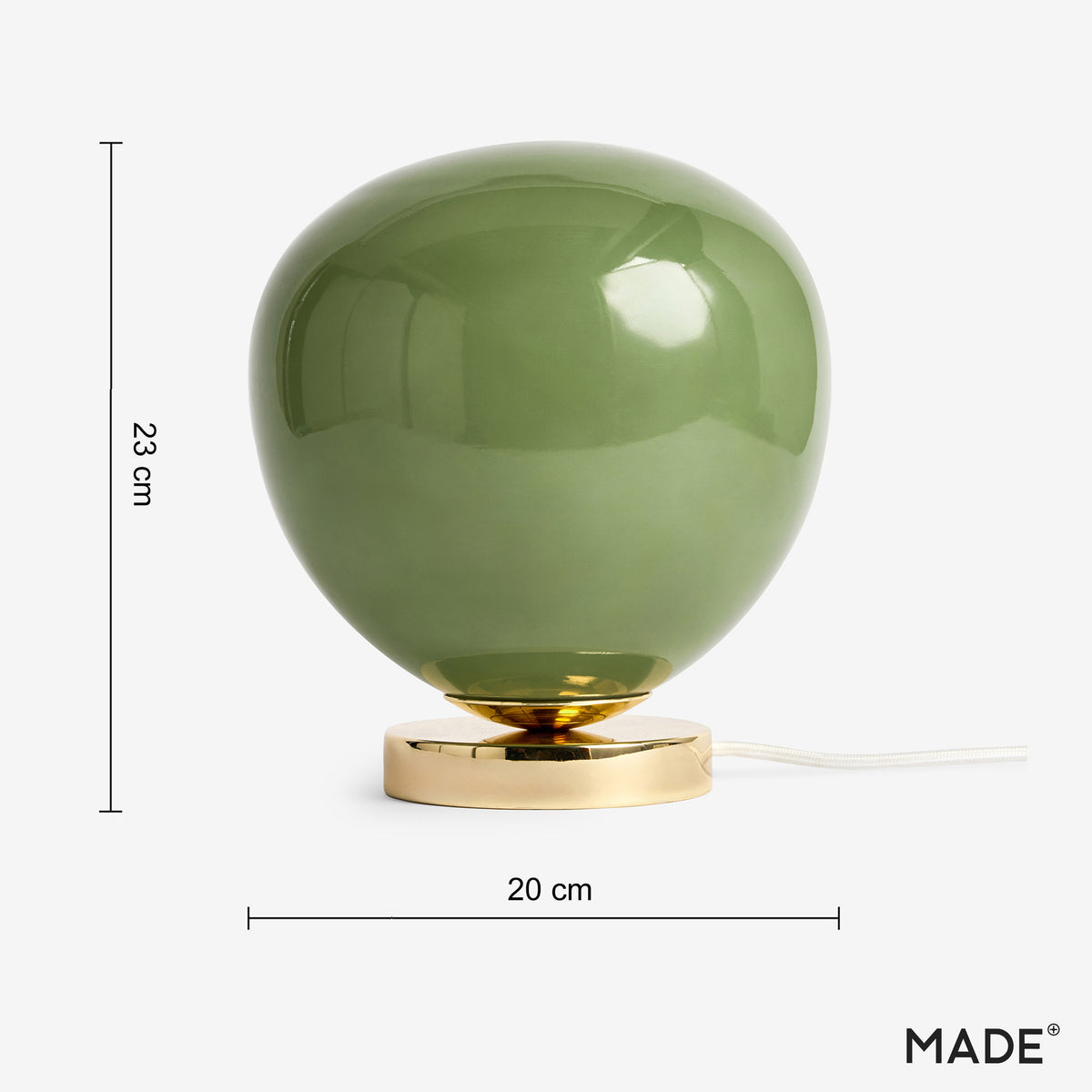 Adrianne Table Lamp in Polished Brass with Green Toned Glass Shade