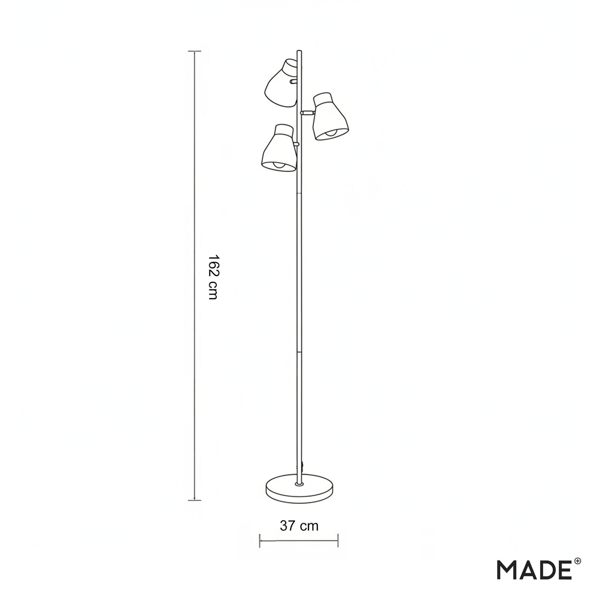Albert 3 Light Floor Lamp in Terracotta with Rubberwood Detail