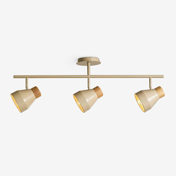 Albert 3 Light Bar Spotlight in Cream with Rubberwood Detail