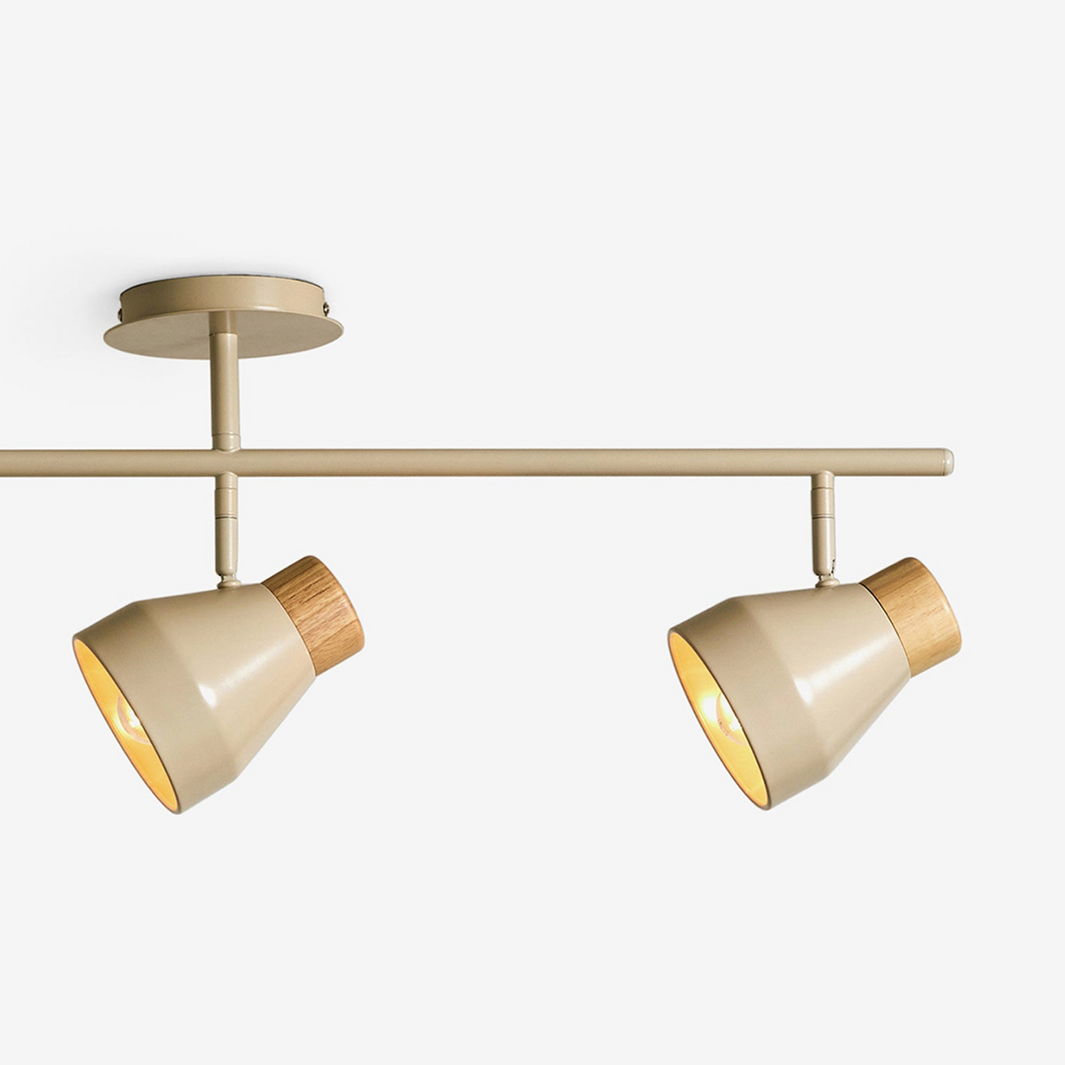 Albert 3 Light Bar Spotlight in Cream with Rubberwood Detail