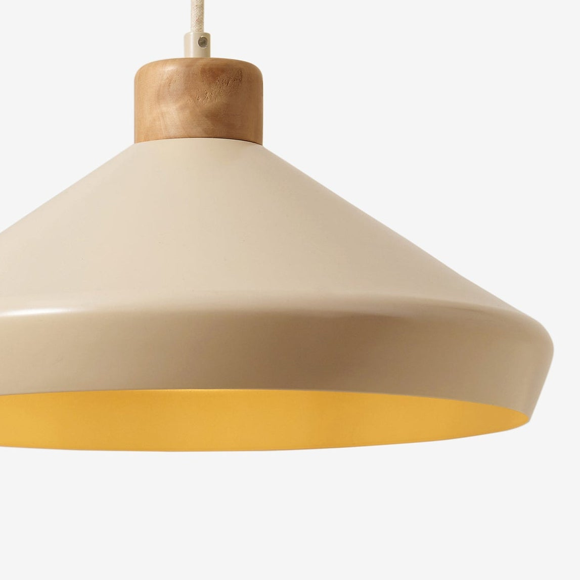 Albert Pendant in Cream with Rubberwood Detail
