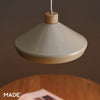 Albert Pendant in Cream with Rubberwood Detail