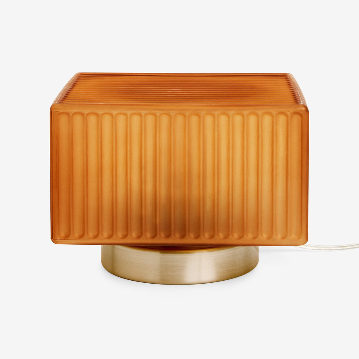Alma Table Lamp in Brushed Chrome with Amber Brown Glass Shade
