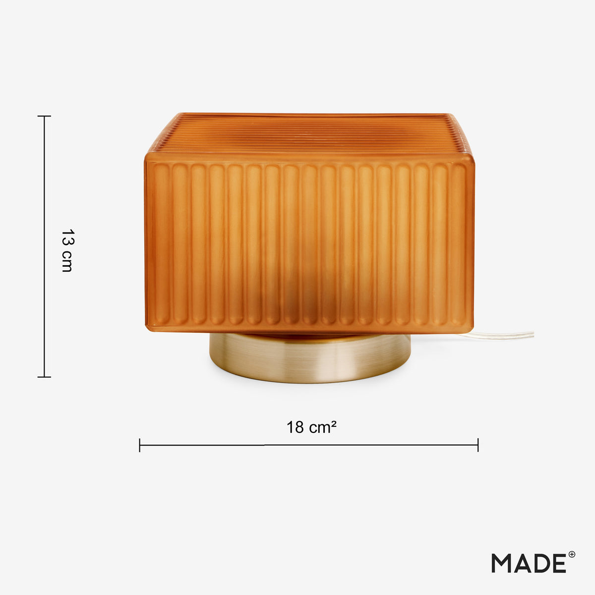 Alma Table Lamp in Brushed Chrome with Amber Brown Glass Shade