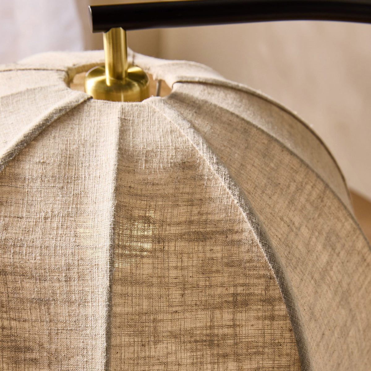 Benny Adjustable Floor Lamp in Matt Black & Ash Wood with Natural Linen Shade