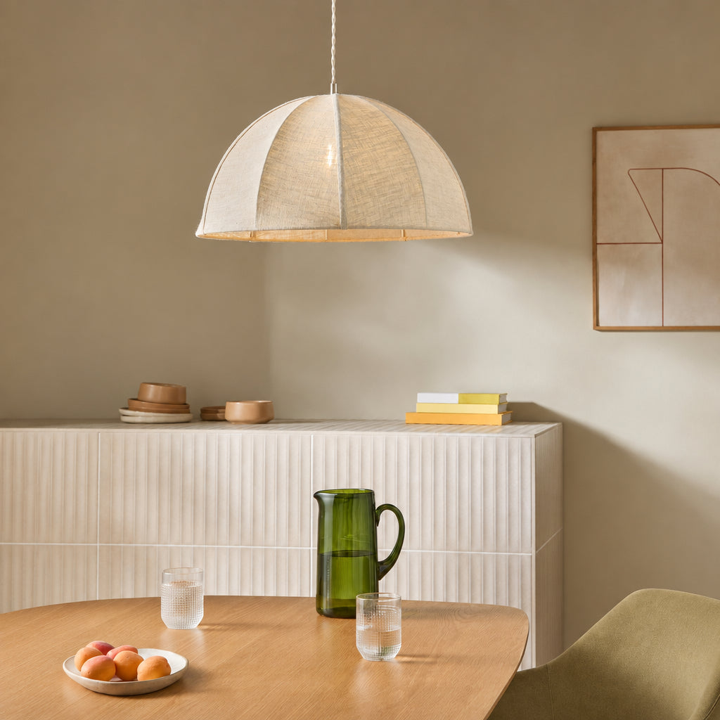 Benny Natural Linen Shade with Taupe Metalwork