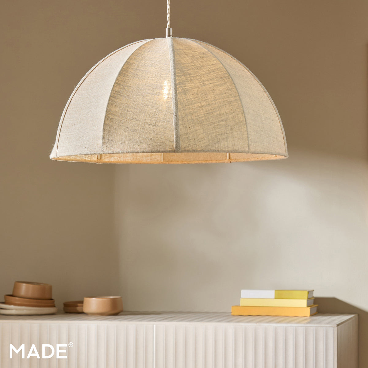 Benny Natural Linen Shade with Taupe Metalwork