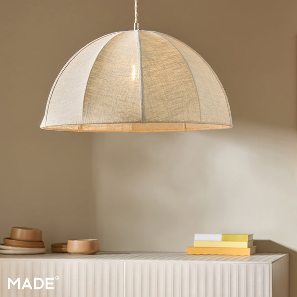 Benny Natural Linen Shade with Taupe Metalwork