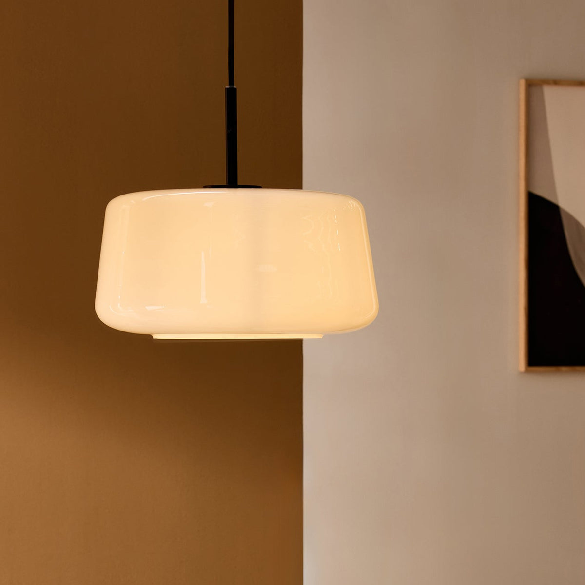 Camilo Pendant in Matt Black with White Opal Glass Shade
