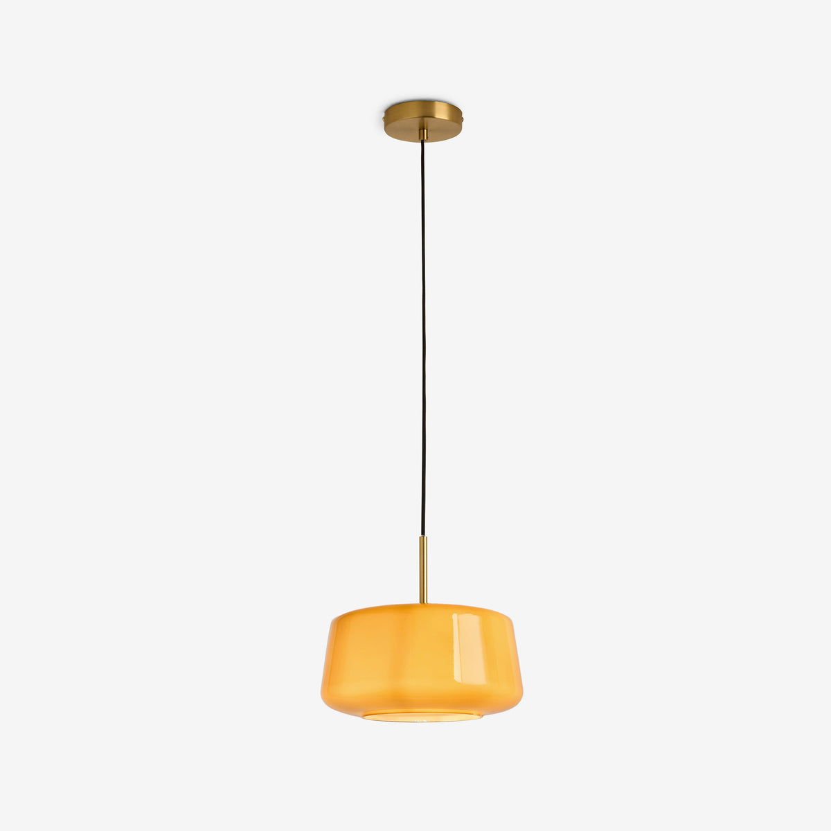 Camilo Pendant in Brushed Gold with Amber Orange Glass Shade