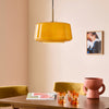 Camilo Pendant in Brushed Gold with Amber Orange Glass Shade
