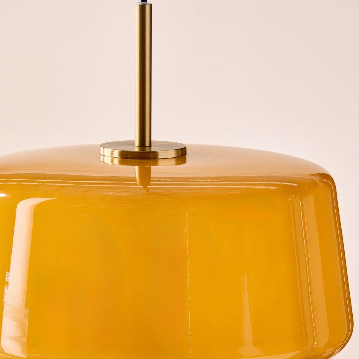 Camilo Pendant in Brushed Gold with Amber Orange Glass Shade