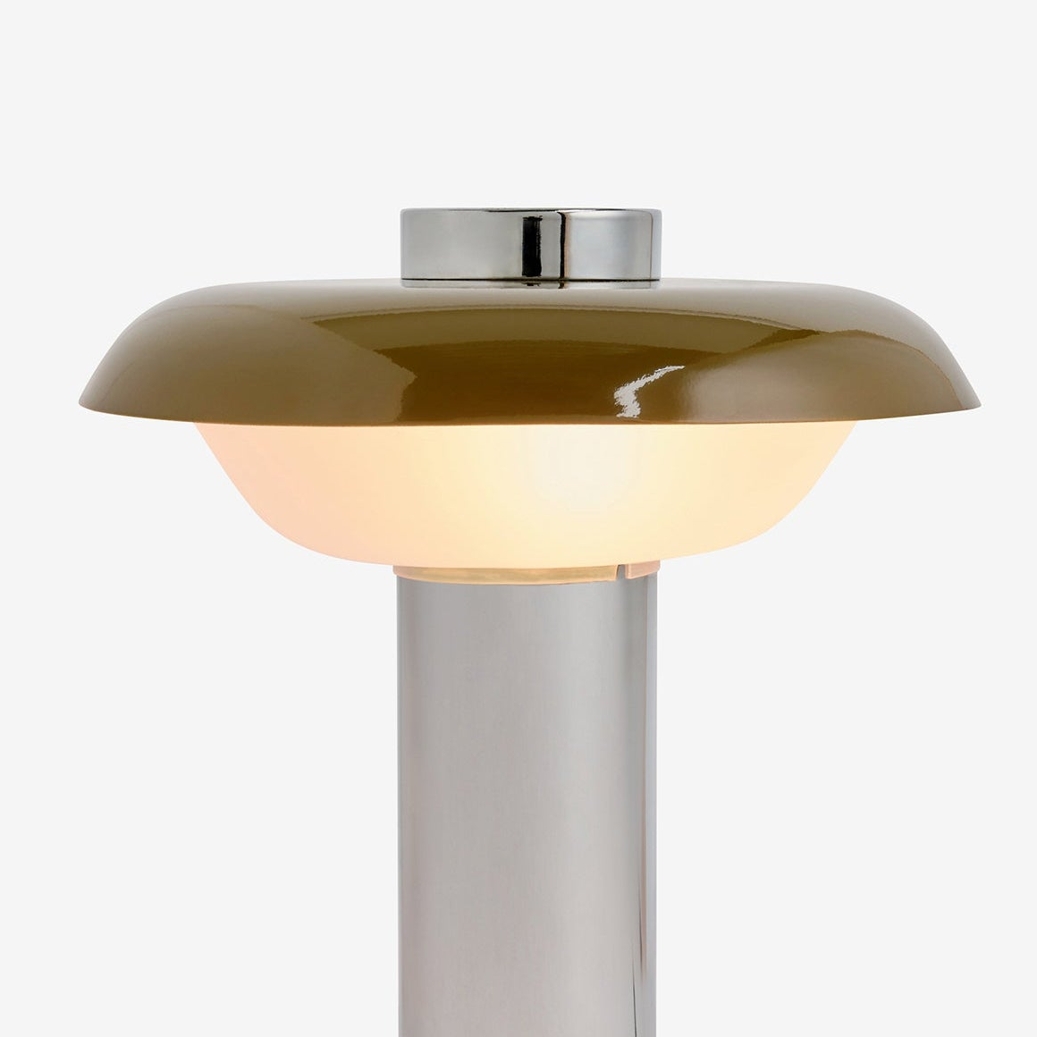Eero Table Lamp Chrome, Orange & Green with Opal Glass Shade