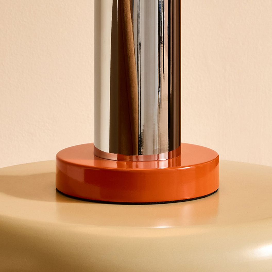 Eero Table Lamp Chrome, Orange & Green with Opal Glass Shade