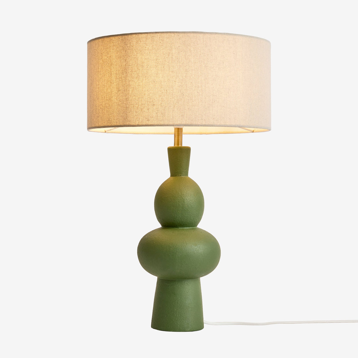 Freyja Ceramic Table Lamp in Green with Cream Cotton Shade