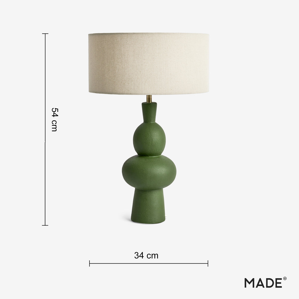 Freyja Ceramic Table Lamp in Green with Cream Cotton Shade